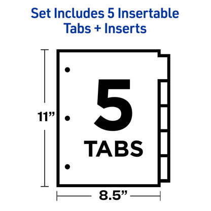 Big Tab Insertable Dividers 5-Tab Set Clear Tabs