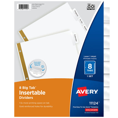 Big Tab Insertable Divider Clear 8 Tab