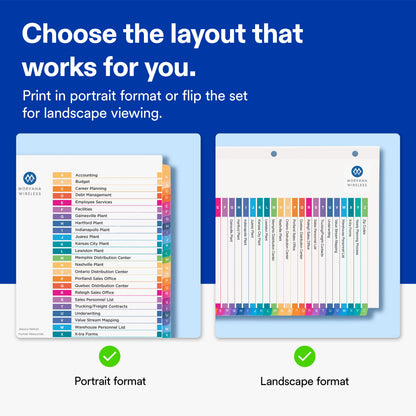 Index A-Z Binder Dividers Multicolor Tab 1 Set