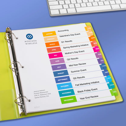 Index Monthly Binder Dividers Multicolor Tab 1 Set
