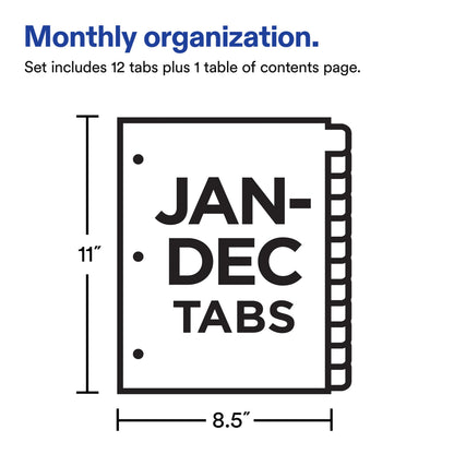 Index Monthly Binder Dividers Multicolor Tab 1 Set