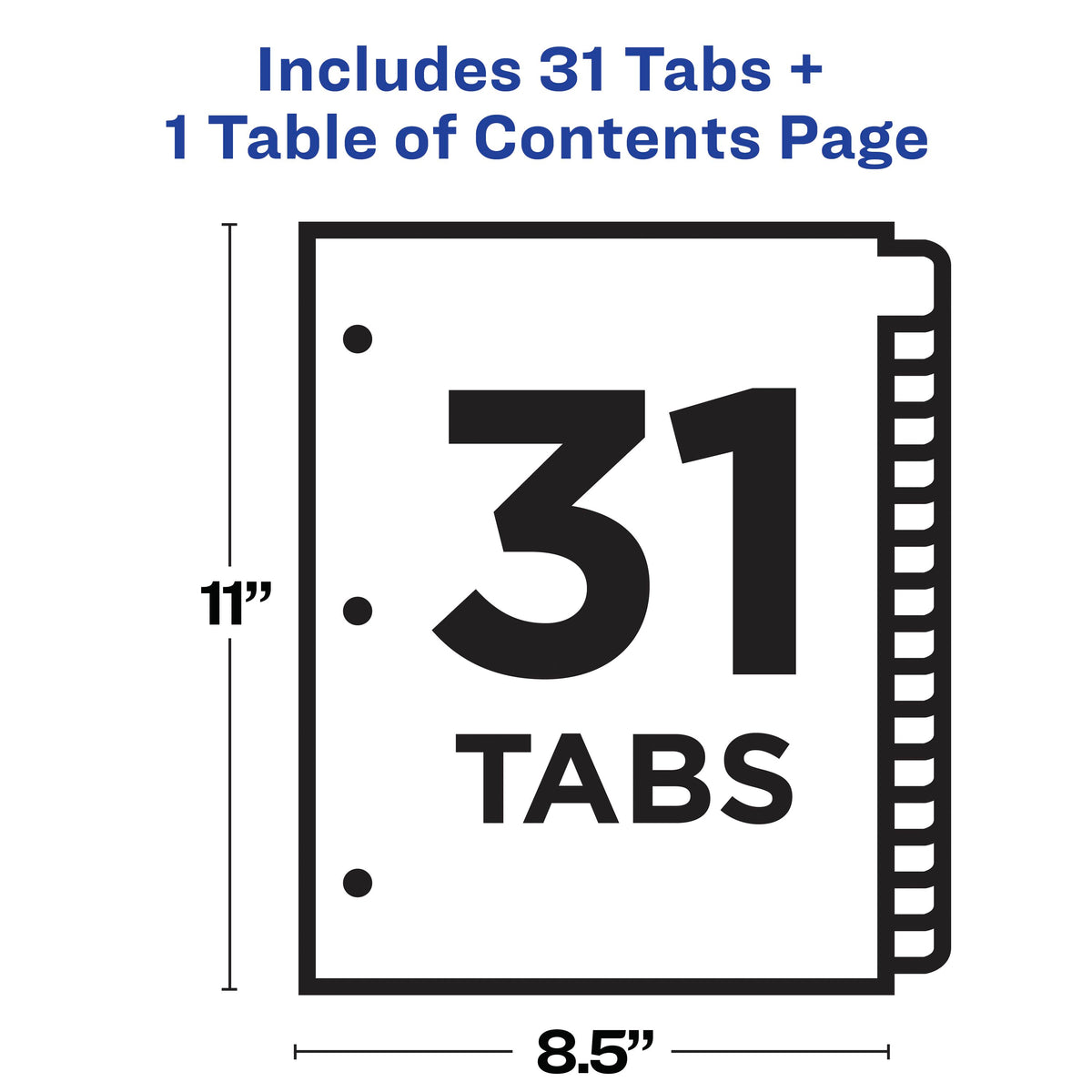 Index 1-31 Binder Dividers White Tab 1 Set
