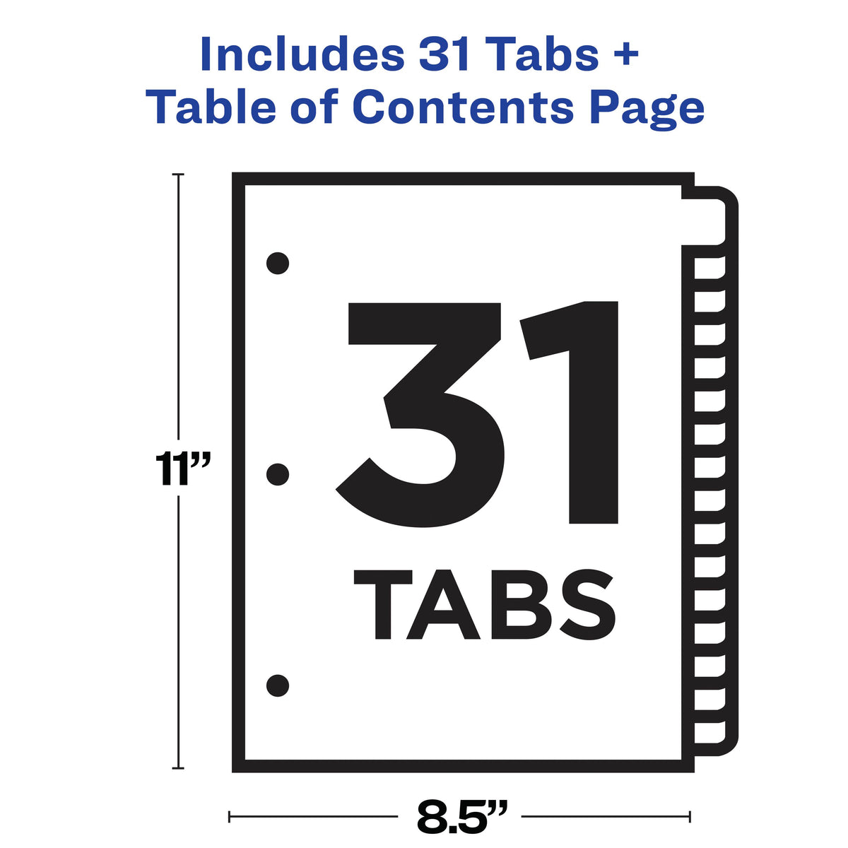 Index 1-31 Binder Dividers Multicolor Tab 1 Set