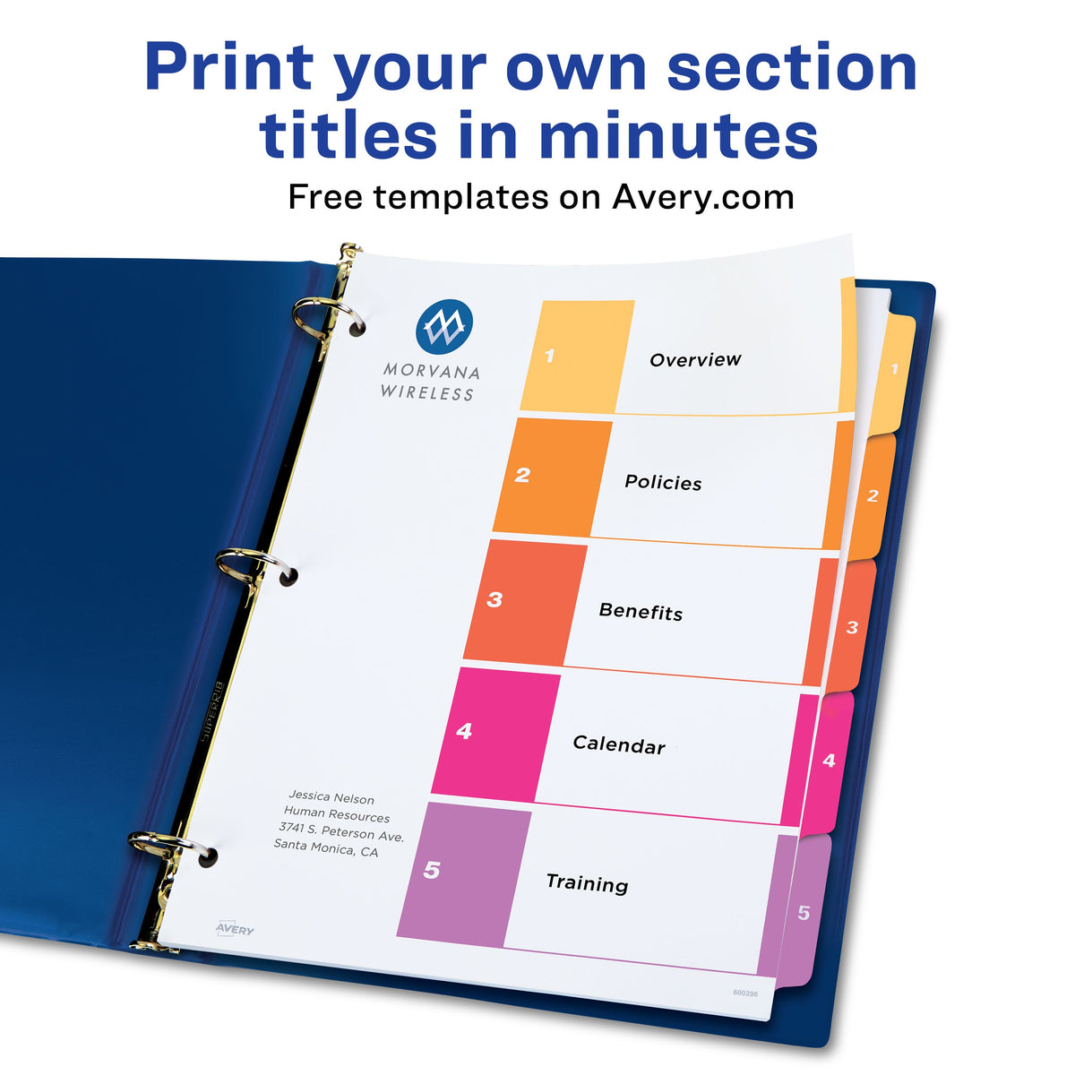 Index 1-5 Binder Divider Multicolor Tab 1 Set