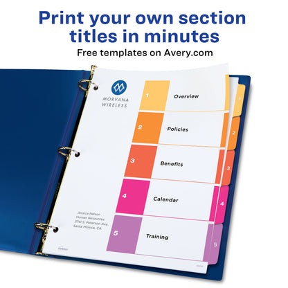 Index 1-5 Binder Divider Multicolor Tab 1 Set