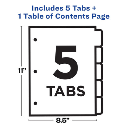 Index 1-5 Binder Divider Multicolor Tab 1 Set