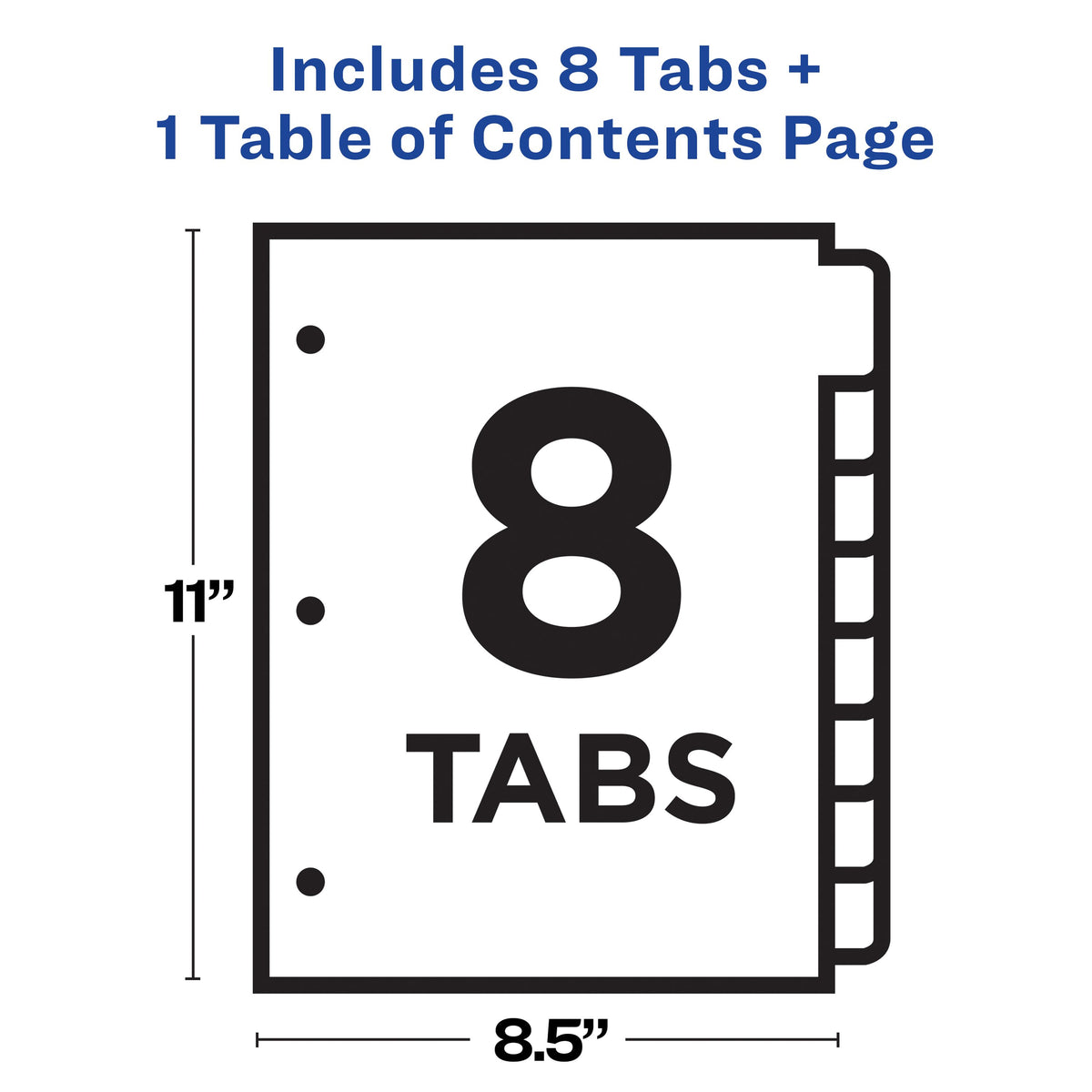 Index 1-8 Binder Dividers Multicolor Tab 1 Set