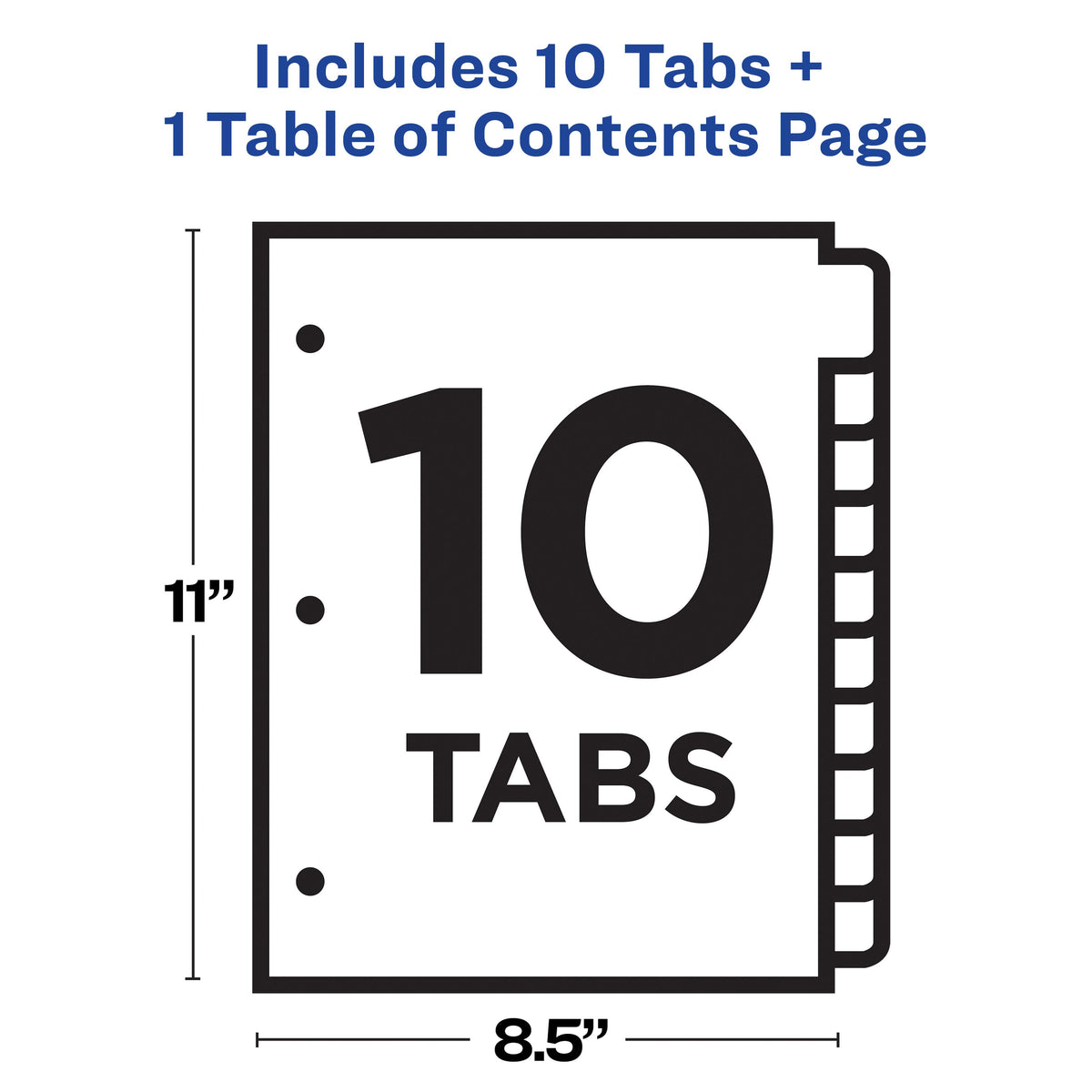 Index 1-10 Binder Dividers White Tab 1 Set