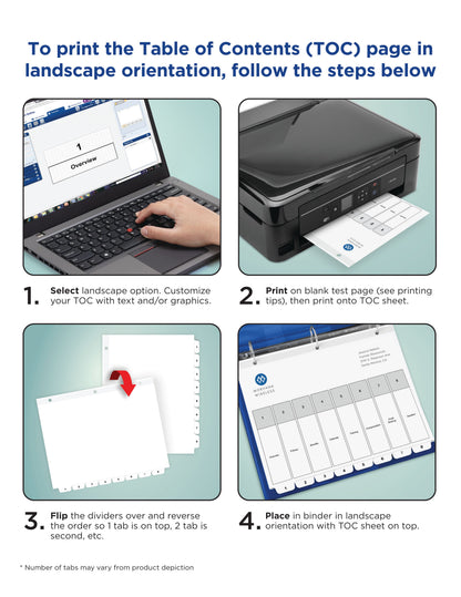 Index 1-31 Binder Dividers White Tab 1 Set