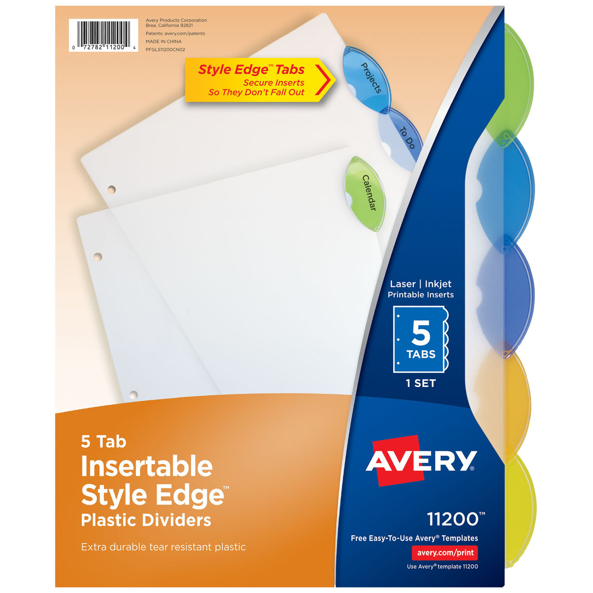 Plastic Dividers 5-Tab Set Multicolor