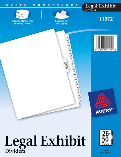 Premium Collated Binder Dividers 26-50 Tab Pkg. 25