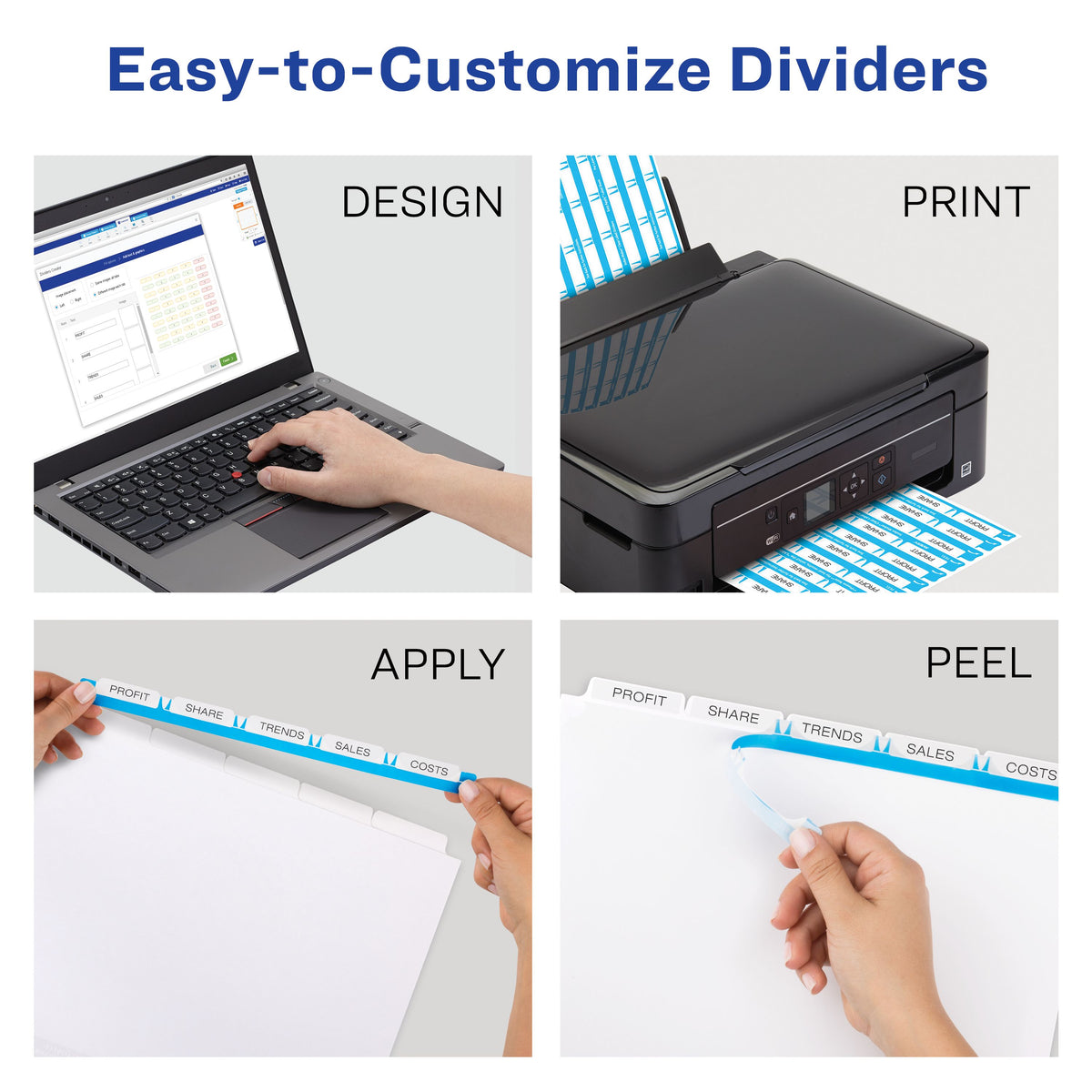 Print & Apply Clear Label Divider 5 Tab White