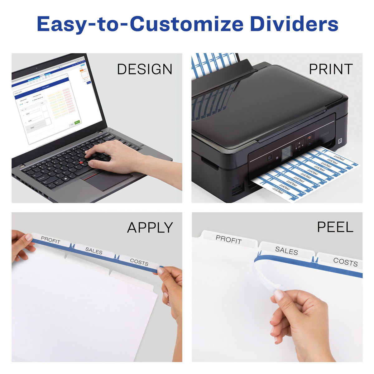 Print & Apply Clear Label Dividers 3 Tab White 5 Set
