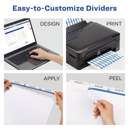 Print & Apply Clear Label Dividers 3 Tab White 5 Set