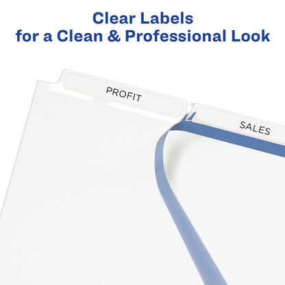 Print & Apply Clear Label Dividers 3 Tab White 5 Set