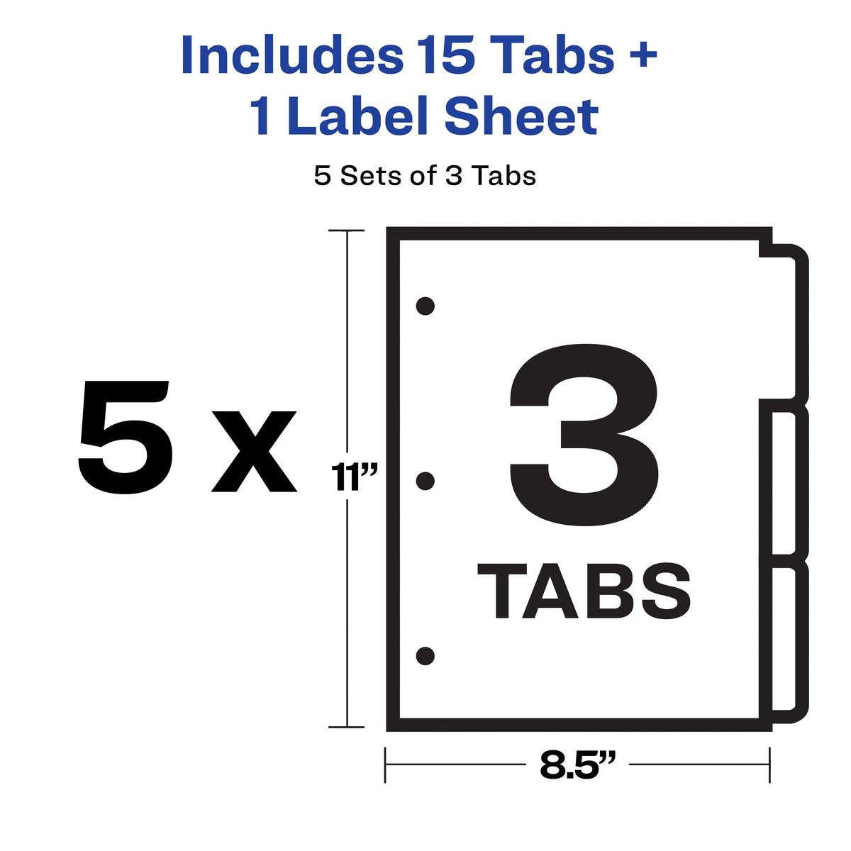 Print & Apply Clear Label Dividers 3 Tab White 5 Set