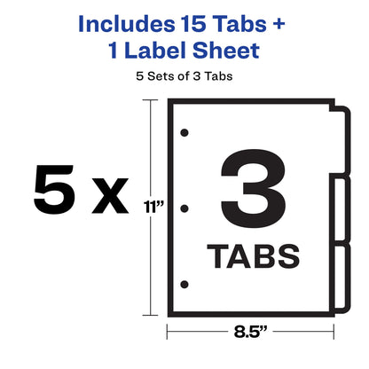 Print & Apply Clear Label Dividers 3 Tab White 5 Set