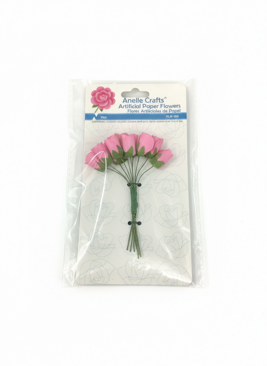 10 ct Paper Button lowers, Pink, Size: 1.85"