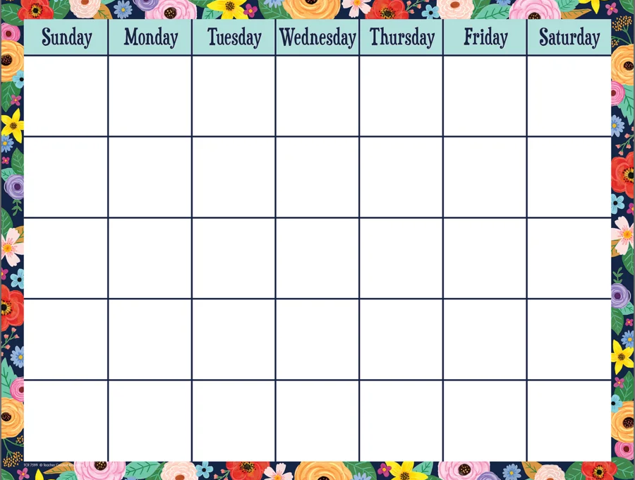 WILDFLOWERS CALENDAR CHART 17X22''