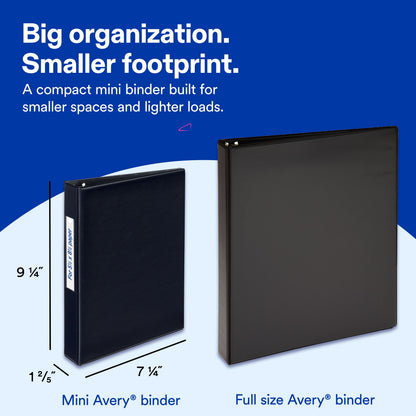 Mini Binder Black 1" Round Ring 175-Sheet Capacity