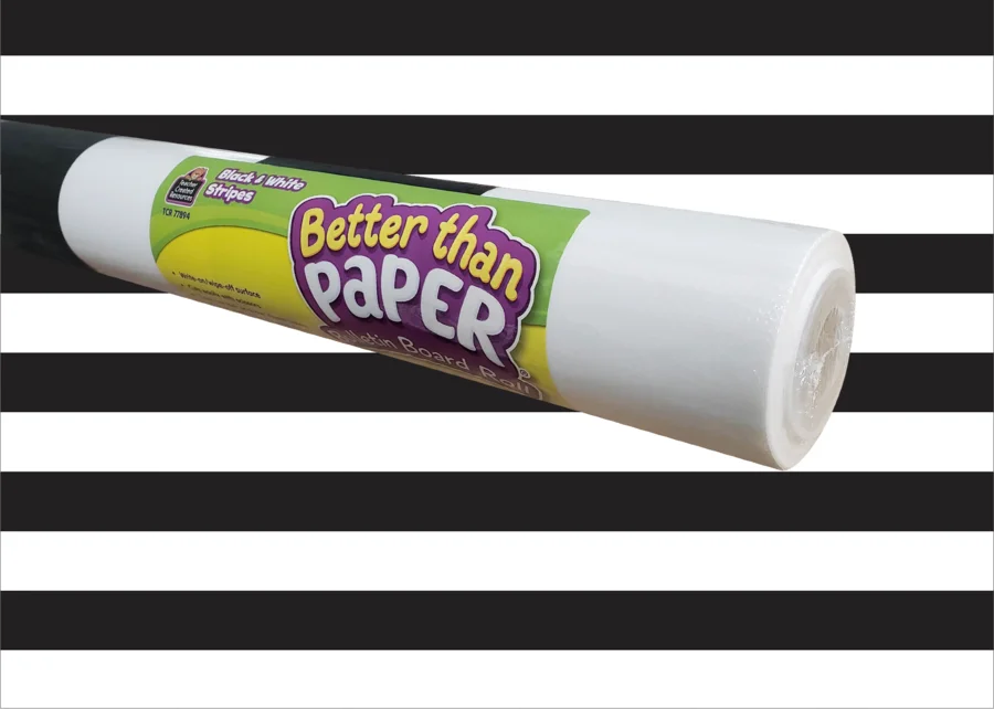 BLACK & WHITE STRIPES BETTER PAPER ROLL 4X12FT
