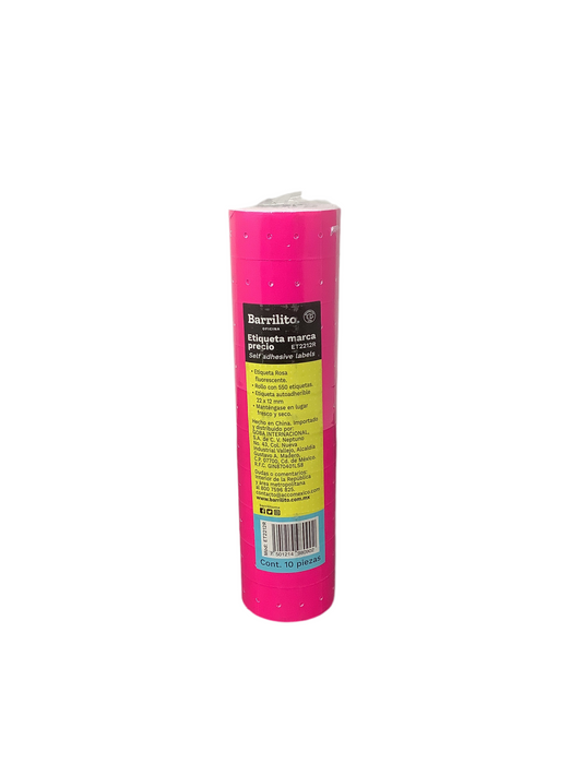 ROLLO ETIQUETAS ROSA MARCA PRECIO PK 10 ROLLOS