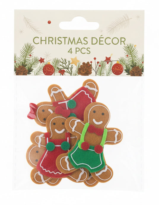Christmas  Felt  Stickers Gingerbread  4 PCS