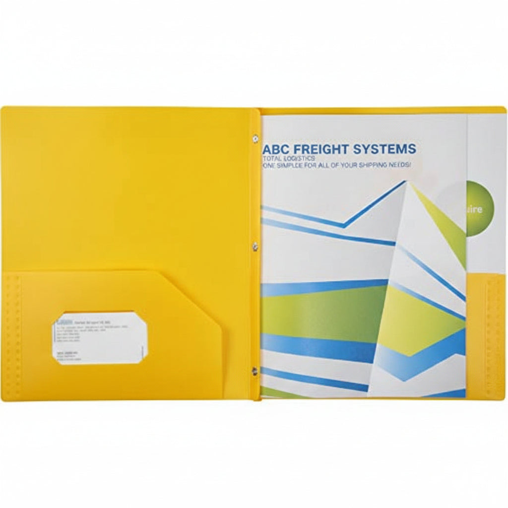 Plastic Folder with Fasteners 2 Pocket Yellow