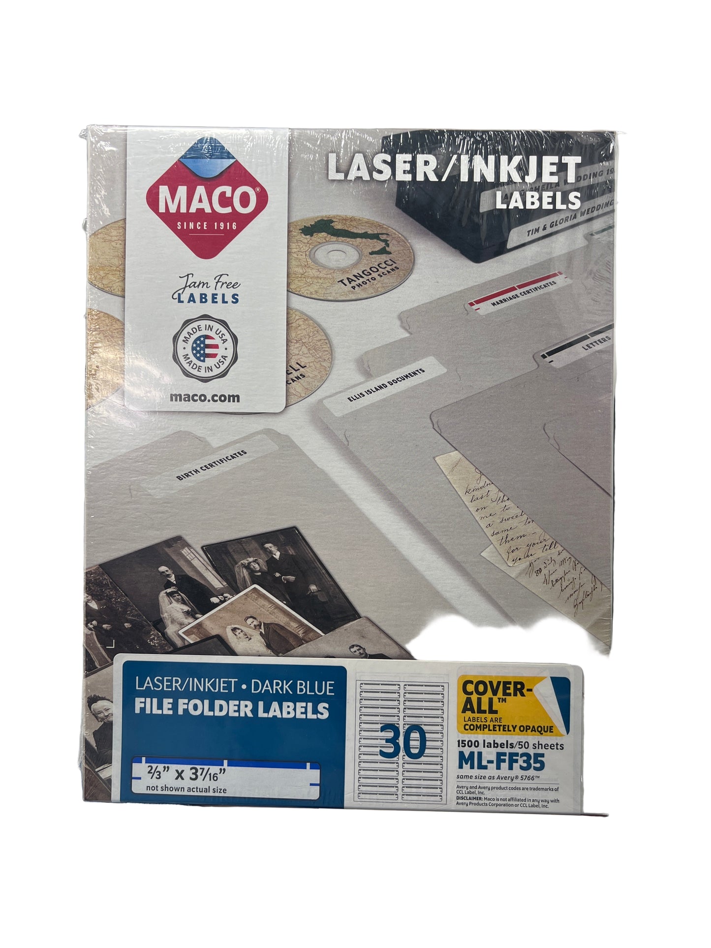 LABELS FILE FOLDER 2/3" X 3-7/16" DK.BLUE 1500 PC