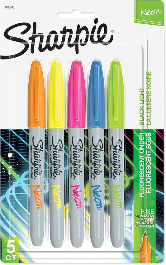 Sharpie Neon Permanent Markers Assorted Color Pkg. 5