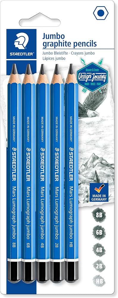 STAEDTLER MARS LUMOGRAPH JUMBO GRAPHITE 5PC SKETCHING SET