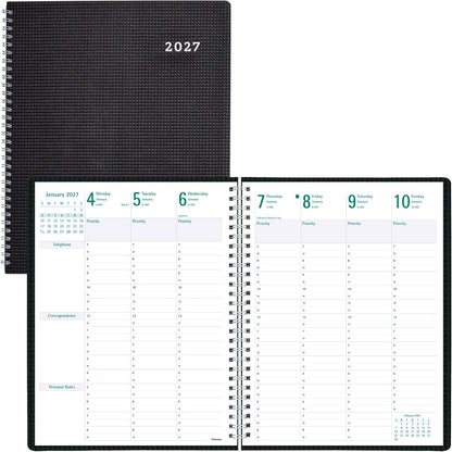 13-Month DuraFlex Time Manager 7-Day Planner - Black
