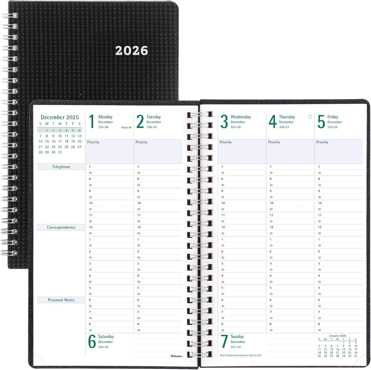 13-Month DuraFlex Timanager 5-Day Planner - Black