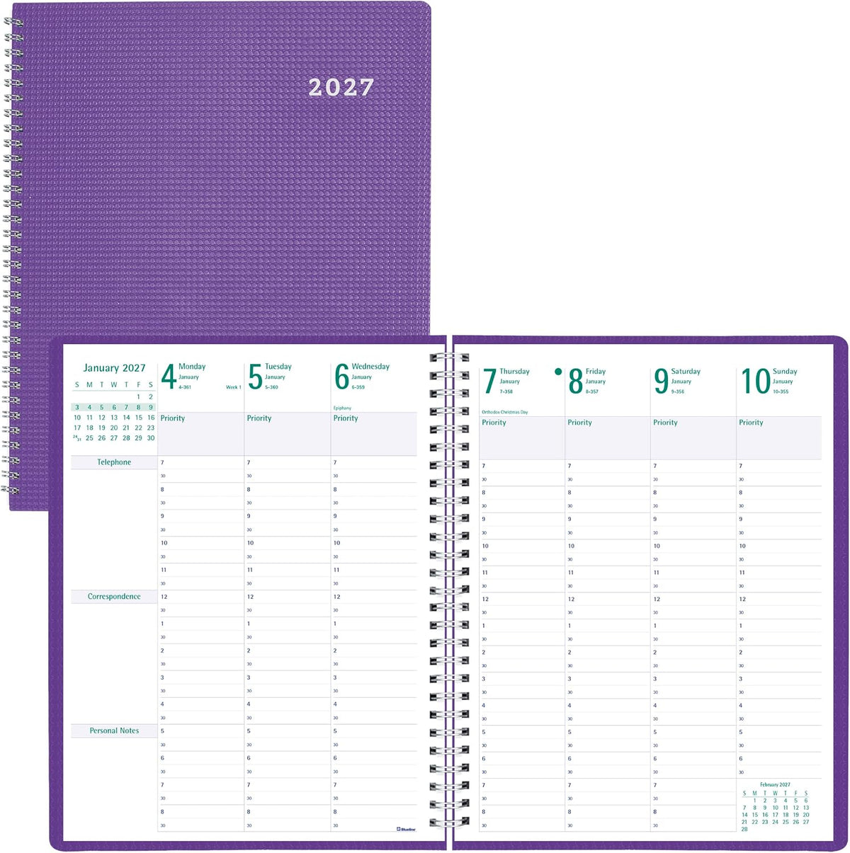13-Month DuraFlex Time Manager 7-Day Planner - Purple