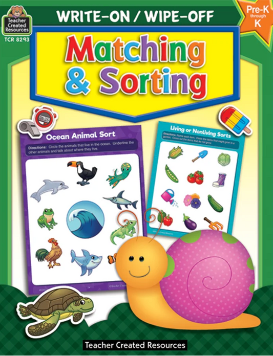 MATCHING AND SORTING WRITE-ON WIPE-OFF BOOK