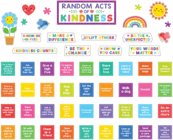COLORFUL RANDOM ACTS OF KINDNESS BULLETIN BOARD SET 55 PCS
