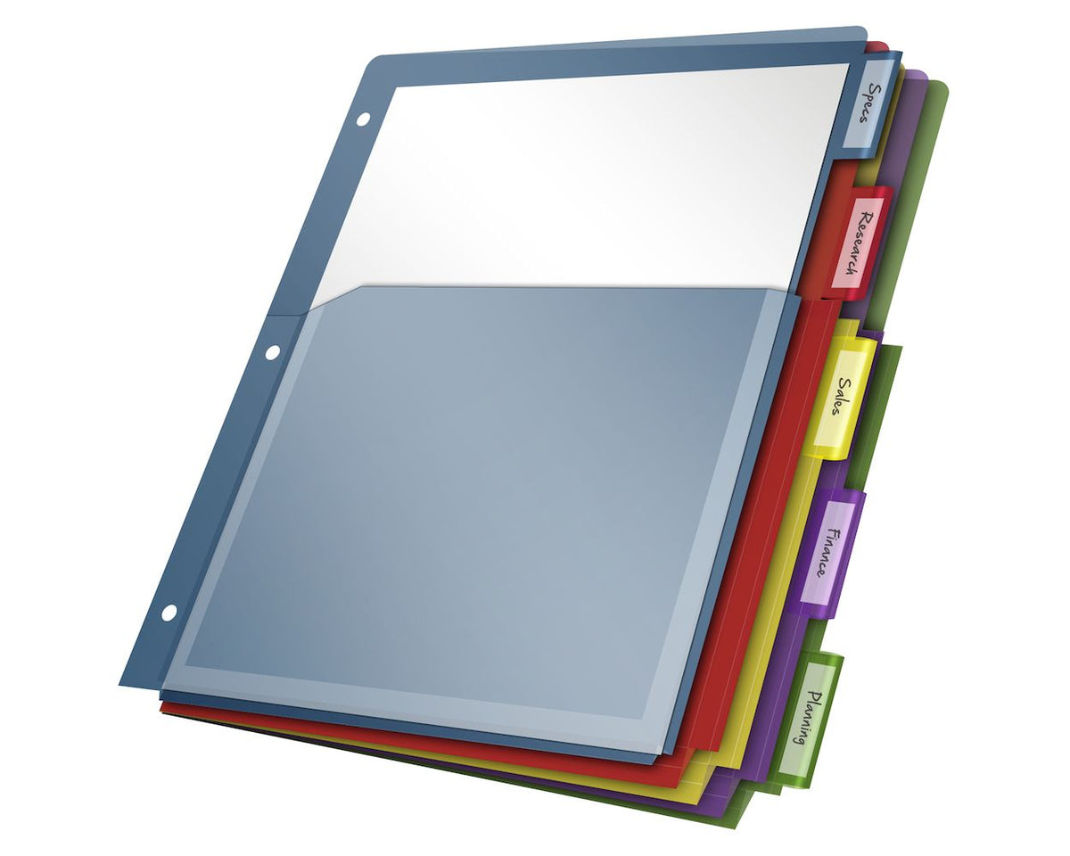 Plastic Exp Pocket Index Dividers | 5 Tab | Asst | Letter