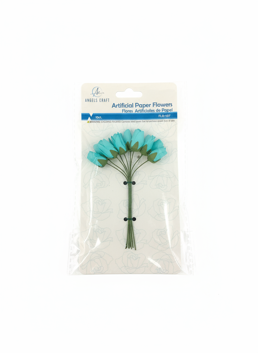 10 ct Paper Button lowers, Turquoise, Size: 1.85"