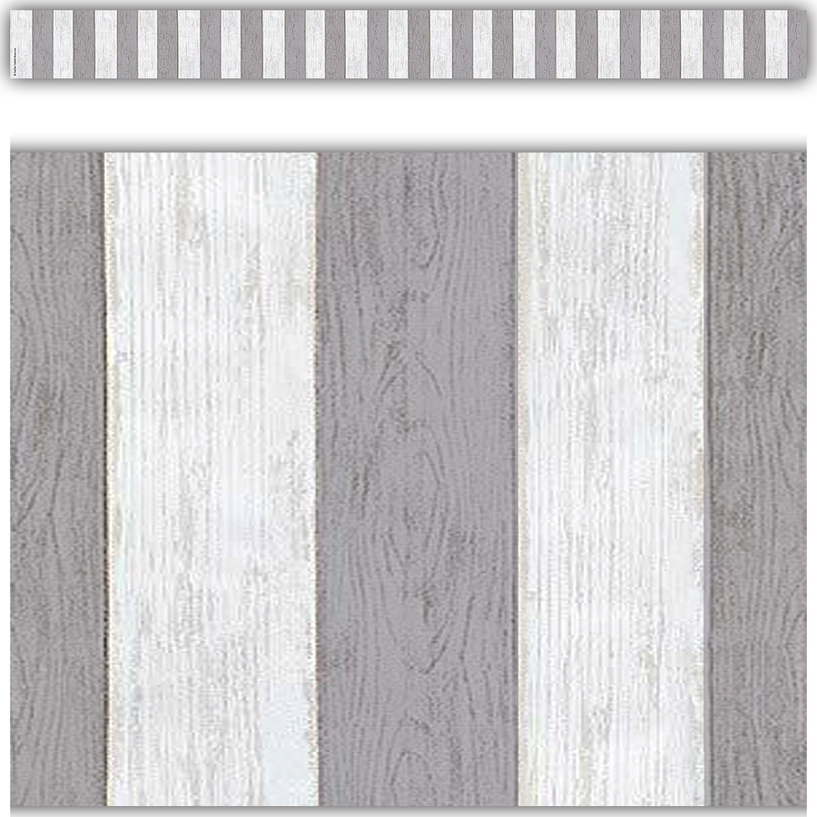 MODERN FARMHOUSE GRAY STRIPES STRAIGHT BORDER