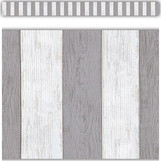 MODERN FARMHOUSE GRAY STRIPES STRAIGHT BORDER