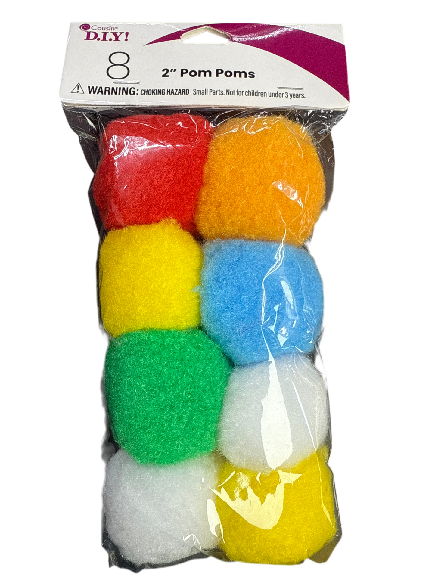 COUSINDIY POM-POMS 2" 8/PKG-MULTI-COLORED