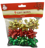 GIFT BOWS 9PK 2"X13 LOOPS 4ASTD