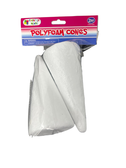 POLYFOAM CONES 15.2CM 2PC