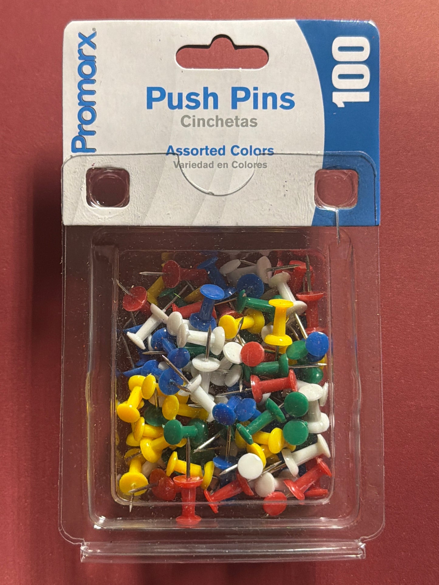 PUSH PINS ASST. COLORS PQ.100