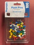 PUSH PINS ASST. COLORS PQ.100