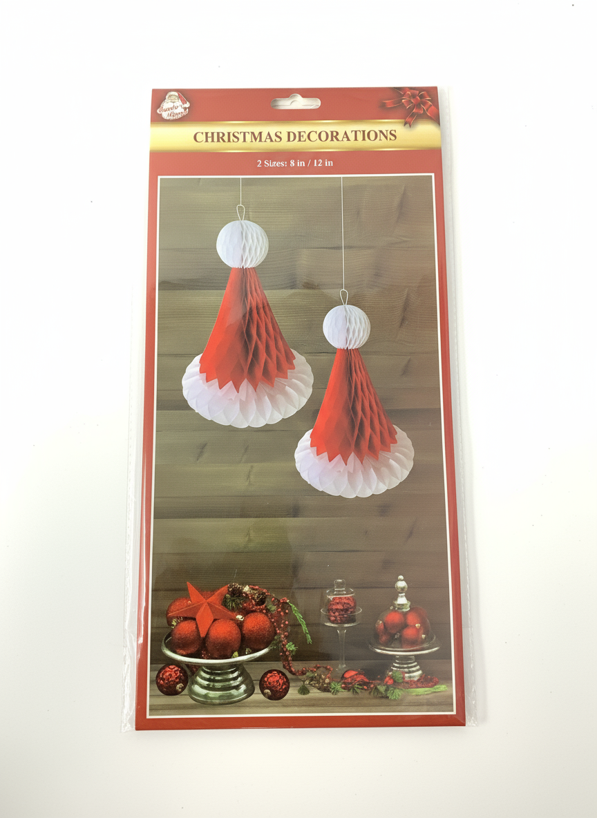 CHRISTMAS HONEYCOMB DECOR 2PC 8x 1 2