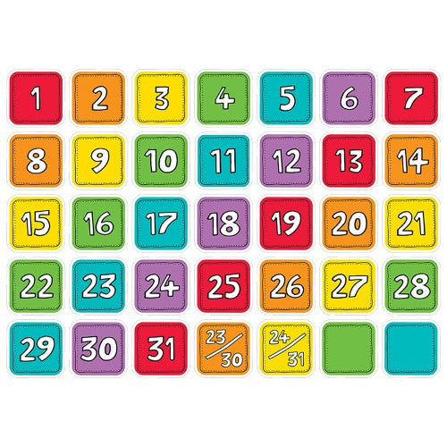 COLORFUL CALENDAR NUMBERS