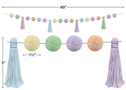 Pastel Pop Pom-Poms and Tassels Garland
