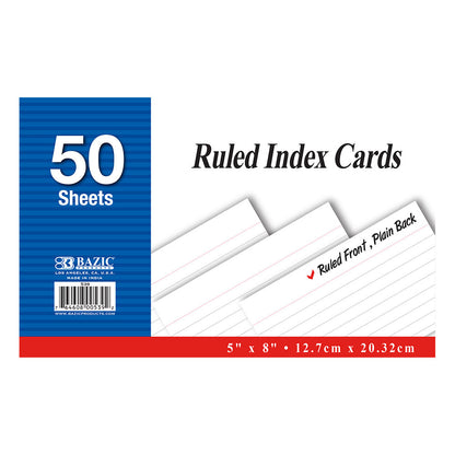 Index Card Ruled White 5" X 8" PQ.50 – imagen 1 - JA Riollano