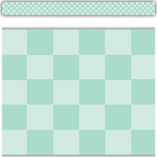 COOL FOR SCHOOL GREEN CHECKERS STRAIGHT BORDER TRI